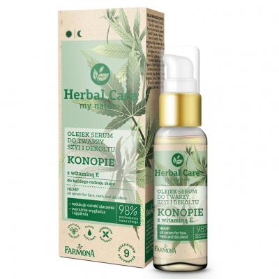 Herbal Care Olejek-serum do twarzy, szyi i dekoltu Konopie z witaminą E do każdego rodzaju skóry 50ml Farmona - 5900117974391.jpg